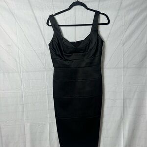 London Times Black Bodycon Midi Dress Scoop Neck Sleeveless